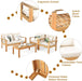 Outdoor 4-Piece Acacia Wood Chat Set, 4 Seater Acacia Wood Conversation Sofa and Table Set with Water Resistant Cushions, Teak Finished (1, White)