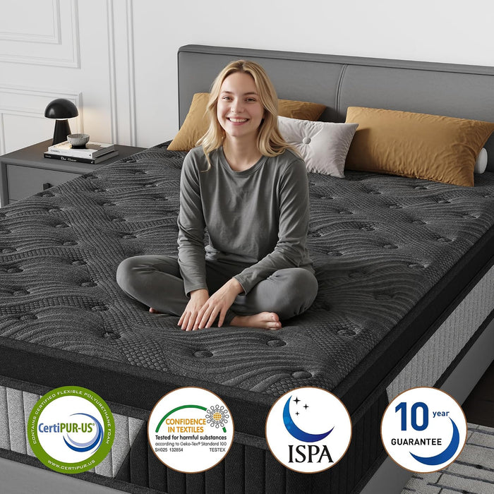 12 Inch Hybrid Mattress -Full Memory Foam & Individual Pocket Springs