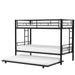 Twin over Twin Bunk Bed with Trundle, Metal Bunkbeds with Ladder and Full-Length Guardrail, Noise Free, No Box Spring Needed, Black