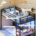 Twin over Full Bunk Bed with Desk,Led Lights and 4 Drawers,Metal Bunk Beds with Storage Headboard and Charging Station,L-Shaped Bunk Bed for Kids/Teen with Safety Guardrail and Ladder,Black
