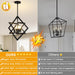 18" Black Chandelier, 4-Light Farmhouse Geometric Ceiling Dining Room Fixture, Modern Rustic Foyer Lighting Fixtures, Industrial Hanging Light Fixture Pendant Lights for Kitchen Island, Entryway