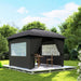 11' X 11' Outdoor Gazebo Arc Patio Gazebo Canopy Shelter with UV Protection, Curtains, Church Windows, Double Roof, Galvanized Steel Frame for Lawn, Backyard and Deck, Dark Gray
