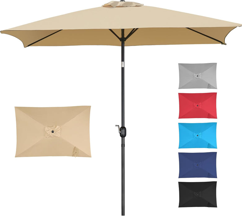 Yaheetech 6.5X10Ft Rectangular Patio Umbrella W/Easy Tilt & Crank, Tan