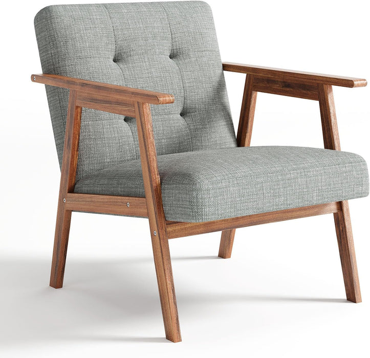 Gray Upholstered Contemporary Accent Chair With Walnut
