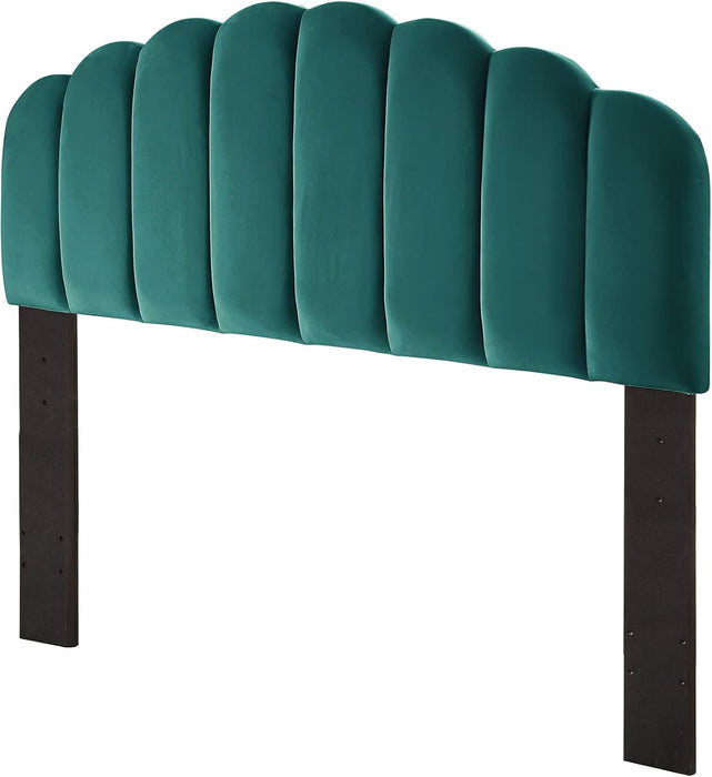 Tufted Velvet Upholstered Headboard Channel, Queen Full Size Bed Adjusted Height 42-50 Inch, Teal