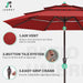3 Tier 9 Ft Outdoor Patio Umbrella with Tilt and Crank, Red