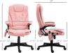 6 Point Vibrating Massage Office Chair with Heat, Velvet High Back Executive Office Chair with Reclining Backrest, Padded Armrests and Remote, Pink