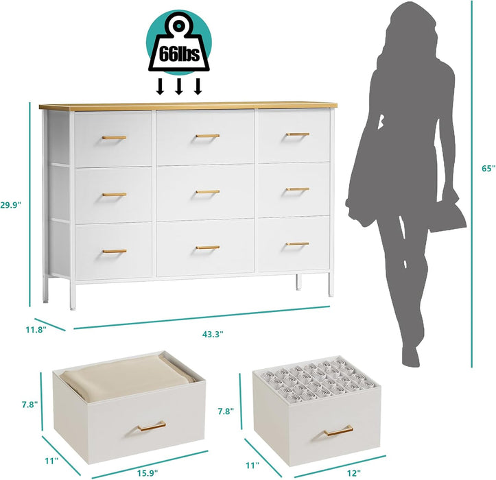 Wide TV Stand Modern TV Console, 9 Drawers Dresser for Bedroom