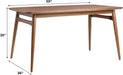 Mid-Century Modern Solid Wood Tapered-Leg Dining Table, 59 Inch, Walnut