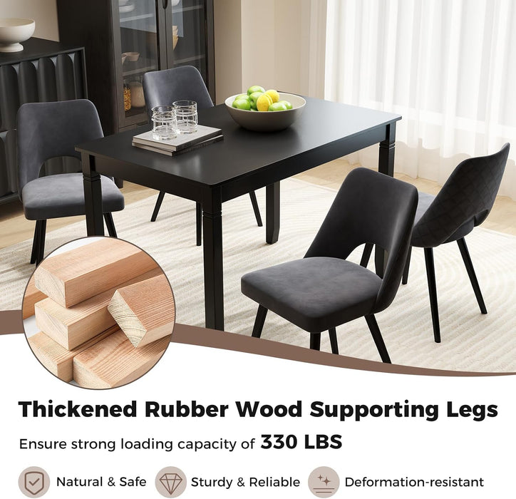 Dining Table for 4 People, 48"X 29" Kitchen Table with Wood Legs, Load 330 Lbs, Rectangular Dinner Table for Small Space, Dinette, Apartment, Living Room, Dining Room (Black)