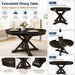 42"-54" Extendable Dining Table for 4-6 People Farmhouse Round/Oval Dining Room Table Solid Wood Kitchen Table with Cross Base, Only Table (Dark Brown)