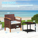 3PCS Outdoor Patio Furniture Set Outdoor Furniture Set with Table outside Lawn Patio Chairs Set of 2 Patio Conversation Sets Bistro Wicker Patio Set for Backyard Porch Balcony Garden (Brown)