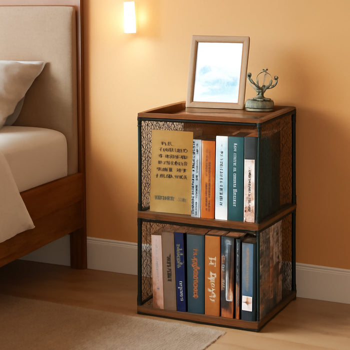 2 Cube Organizer Book Shelfs DIY Variable Stackable Cube Storage Organizer for Kid Bedroom,Living Room,Small Bookshelf Black Brown Wooden