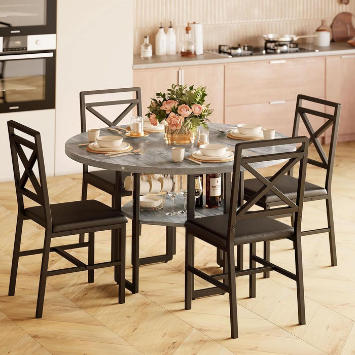 Dining Table Set for 4, 47.2 Inch round Kitchen Table and 4 Chairs