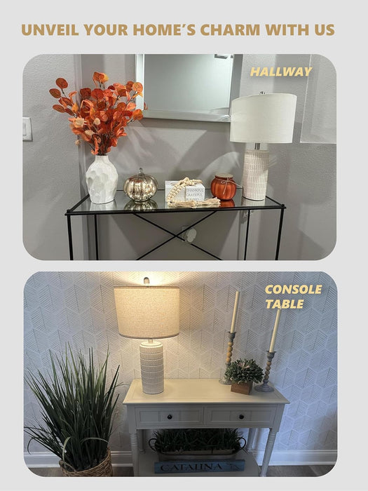 23'' Bedside Table Lamp for Bedroom Nightstands, Birthday Gifts for Women Mom, House Warming Gifts New Home Decor, Ceramic Lamp for Living Room, White Modern Bedroom Lamp