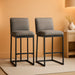 Counter Height Bar Stools 24'' Bar Stools Set of 2 Leather Bar Chairs Modern Upholstered Barstools with Back for Kitchen Counter Gray