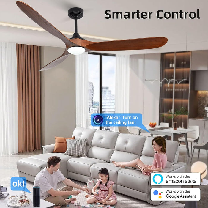 72in Walnut Outdoor Ceiling Fan With Lights