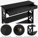 Console Table with Drawer, 39.5 Inch Narrow Sofa Table with Storage Shelves, 3-Tier Wood Entryway Table for Hallway/Living Room/Foyer, Black