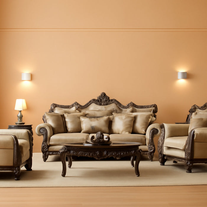 4 Pieces Traditional Collection Living Room Furniture Set Includes Sofa W/7 Pillows, Loveseat W/5 Pillows, Chair W/2 Pillows and Coffee Table (B)