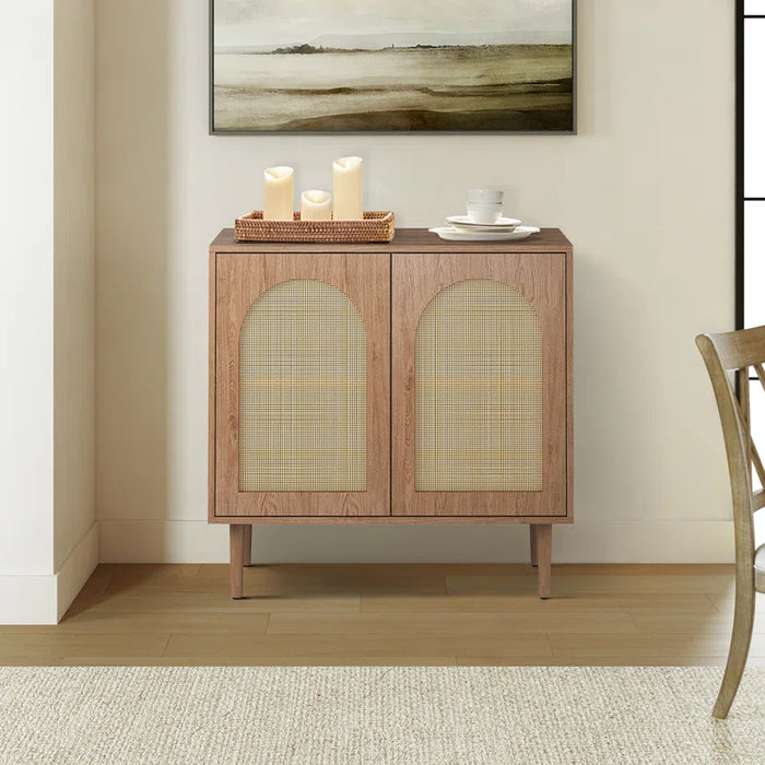 Emily 30.2'' 2 - Rattan Door Accent Cabinet with Solid Wood Legs
