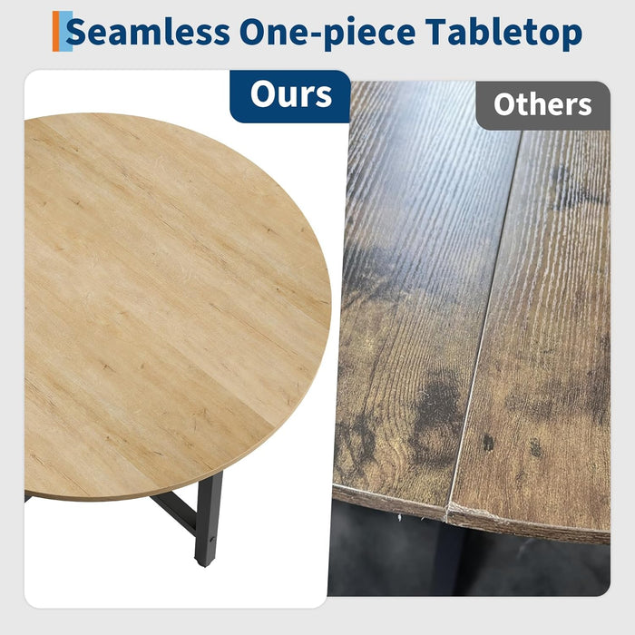 31.5 Inch round Dining Table for 2-4, Small Kitchen Dining Room Table for Space Saving, Wood Circle Kitchen Table with Sturdy Metal Frame (No Chairs)