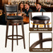 32" Tall Bar Height Stools Set of 4 - High Back Swivel Barstools with Black Faux Leather Upholstered Seat & Solid Wood Footrest, Counter Bar Stool for Kitchen Island & Pub
