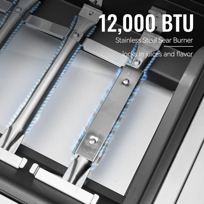 GA5401T 5-Burner BBQ Liquid Propane Gas Grill with Side Burner, Stainless Steel 61,000 BTU Output for Patio Garden Picnic Backyard Cooking, Silver