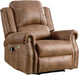 Power Recliner Chair with Massage and Heat, Faux Leather Electric Recliner Chair, Classic Single Sofa with Rivet Decoration for Living Room, Nut Brown