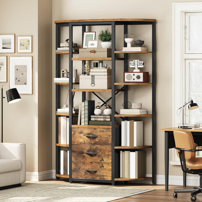 6 Tier Bookshelf, Industrial Large Triple Bookcase