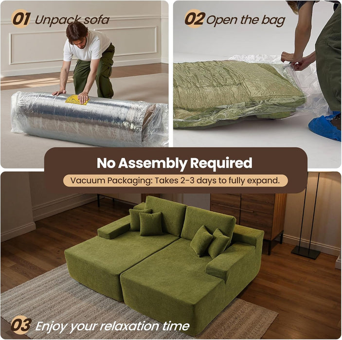 Green Cloudlike Velvet Oversized Double Chaise Lounge