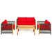 4 Pieces Acacia Wood Sofa Set with Cushions for Outdoor Patio