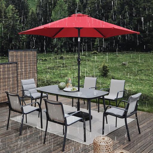 7.5Ft Patio Umbrella, Outdoor Umbrella Aluminum Market Table Umbrellas with Tilt, Crank and Sturdy Ribs for Lawn, Garden, Backyard and Pool