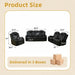 3-Piece Power Reclining Sectional Sofa Set with LED Lights,Air Leather Recliner Couch with USB Power Port,Storage Console/Cup Holder,Recliner Sofa Set for Living Room Furniture,Black
