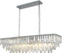 39" Modern Rectangle Crystal Chandelier, Chrome Linear Pendant Light with Clear Crystal Prisms, Luxury Island Lighting Fixture for Dining Room Kitchen Table Living Room
