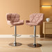 Breni Velvet Diamond Tufted Swivel Adjustable Height Barstools, Set of 2, Mauve
