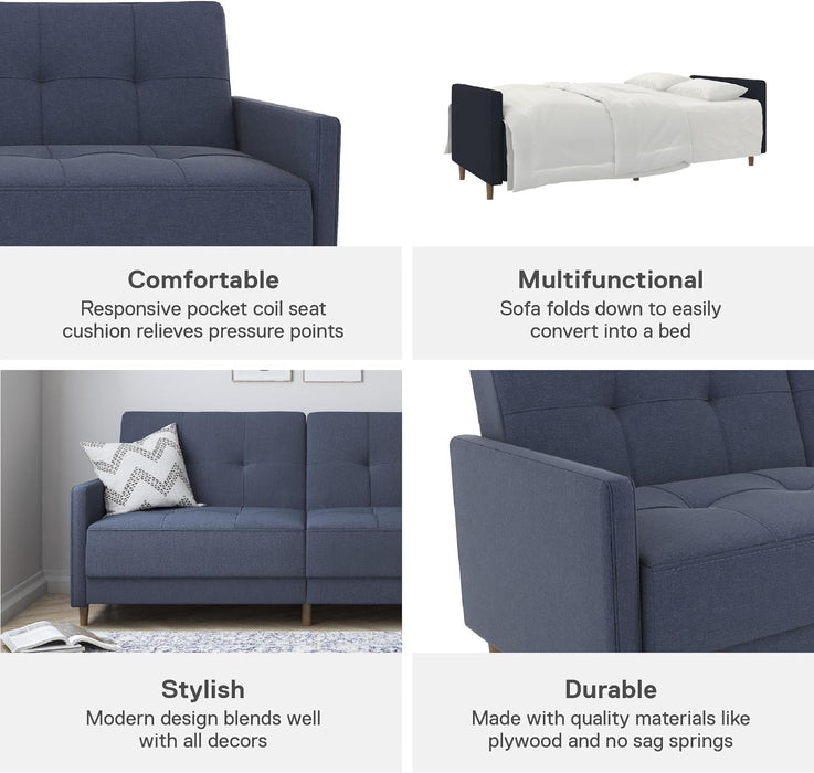 Modern Navy Futon Sofa Bed