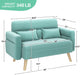 46" Small Modern Fabric Sofa Loveseat Mid Century 2 Seater Sofa Couch with Lumbar Pillows, Solid Wood Legs for Living Room, Small Space, Dorm, Office, Bedroom, Aquamarine