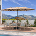 15Ft Patio Umbrella with Base Included, Extra Large Shade Area, Double Sided Rectangle with Crank Handle for Poolside, Garden, Yard, Beige