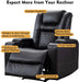 Power Electric Recliner Chair with USB Ports and Cup Holders Leather Home Theater Seating, Living Room Chair Black