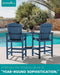 Tall Adirondack Chairs Set of 2 with Double Layer Connecting Tray, HDPE Bar Height Outdoor Chairs, Wood-Like Adirondack Bar Stools for Patio, Balcony, Porch, Blue