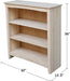 Shaker Solid Wood Bookcase, 36" High, Unfinished
