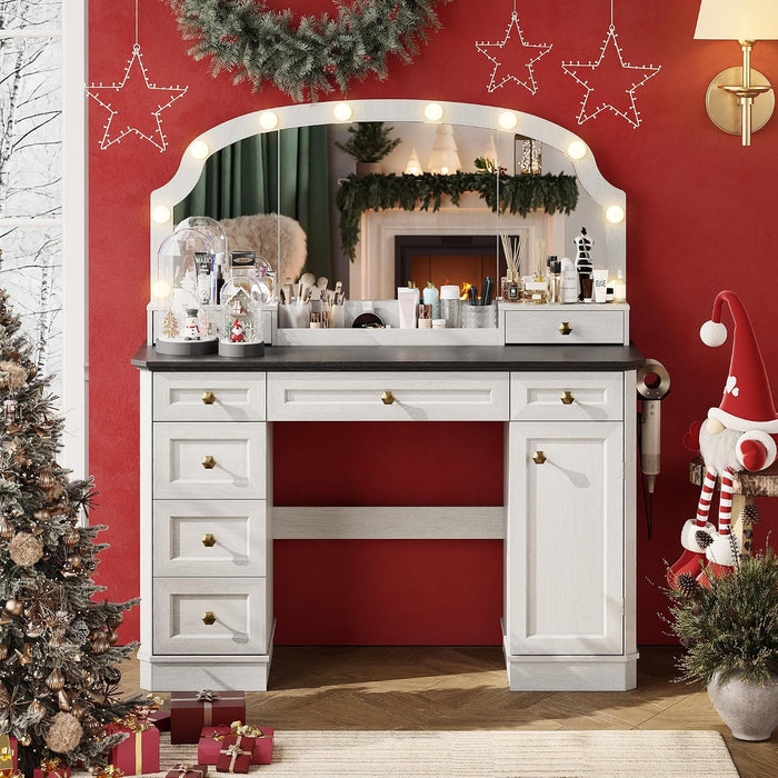 Contemporary Makeup Vanity Desk Black FortySevenInch Illuminated