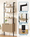 73" Tall Bookshelf with Cabinet, Industrial Ladder Wall Mount Shelf Bookcase with Wood and Metal Frame, Plant Shelf Wall Storage Display for Living Room Bedroom, Wavy Light Ivory