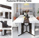 71In Large Rectangular White Dining Table for 4 5 6 7 People W/35In Marble-Color Wood Watrproof Tabletop,Adjustable Leg.6Ft Luxurious Family Dinner Table for Home Kitchen Living Room