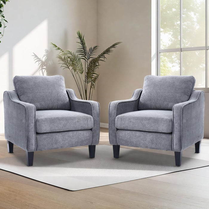 Grey Upholstered Accent Chair Mid Century Contemporary