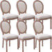 French Country Dining Chairs Set of 6, Farmhouse Dining Chairs with round Backrest, Mid Century Upholstered Dining Chairs with Solid Wood Leg for Dining Room Bedroom Kitchen Restaurant (Beige)