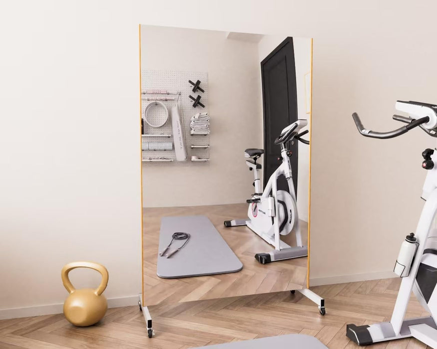 71" X 31" Oversized Mirror on Wheels Black Glassless 360°Huge Dancing Rolling Dance Studio Full Length Standing for Home Gym Workout Large (Black Rolling Mirror 71" X 31", Large)