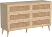 Rattan Double Dresser with 6 Drawers