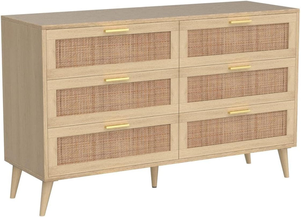 Rattan Double Dresser with 6 Drawers