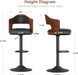 Modern Swivel Bar Stools Set of 2, Wooden Upholstered PU Leather Barstools with Back & Footrest, Counter Height Bar Chairs for Kitchen Island, Black